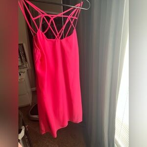 Hot pink strappy dress